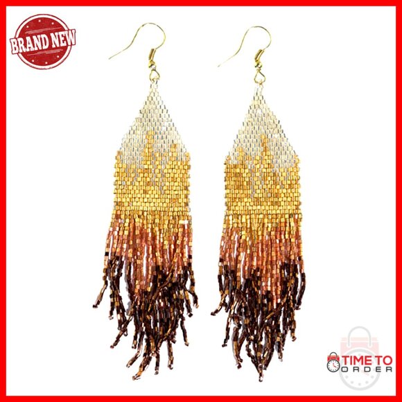 4.25-Inch Beaded Dangle Earrings Hypoallergenic Handmade Statement Jewelry